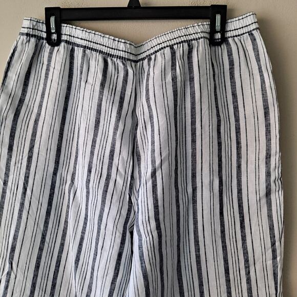 LOFT Pants Striped Linen Pull On Wide Leg Palazzo Deep Space Gray Size XXL (NWT) - Picture 8 of 15